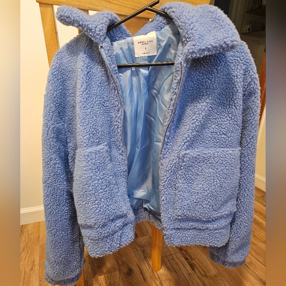Angel Kiss Blue Teddy Bomber Jacket